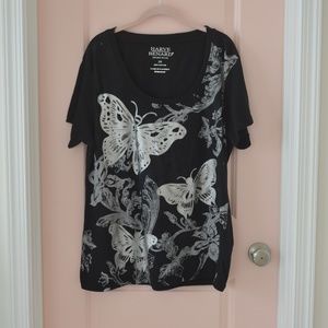 Rhinestones Butterfly Graphic Short Sleeve Tee